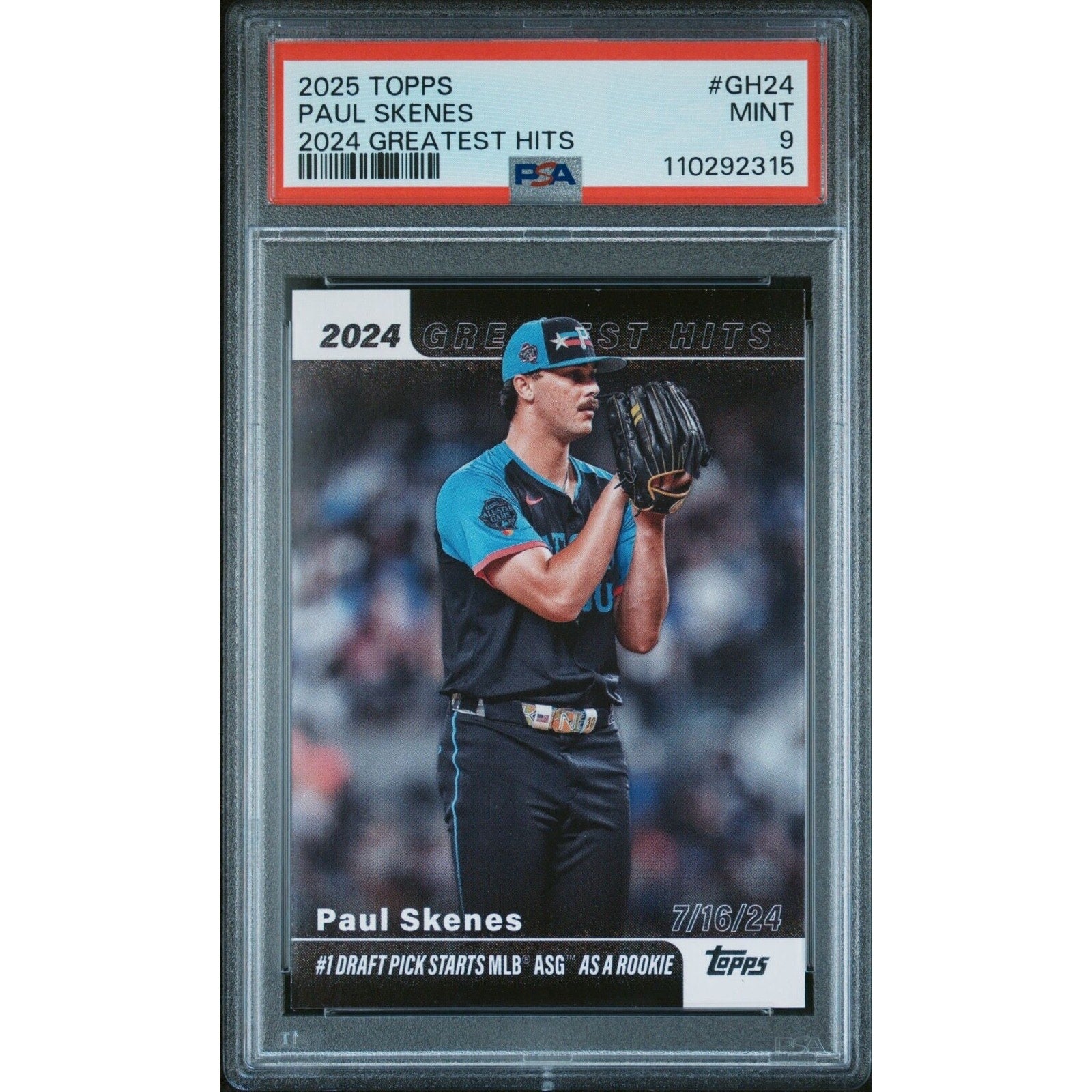 2025 TOPPS 2024 GREATEST HITS #GH-24 PAUL SKENES Pirates Rookie PSA 9 Mint