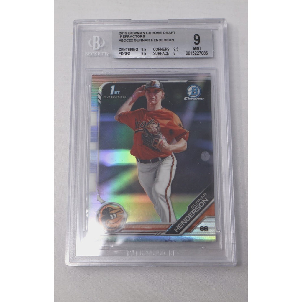 Gunnar Henderson 2019 Bowman Chrome Draft 1st Refractor BGS 9 Mint