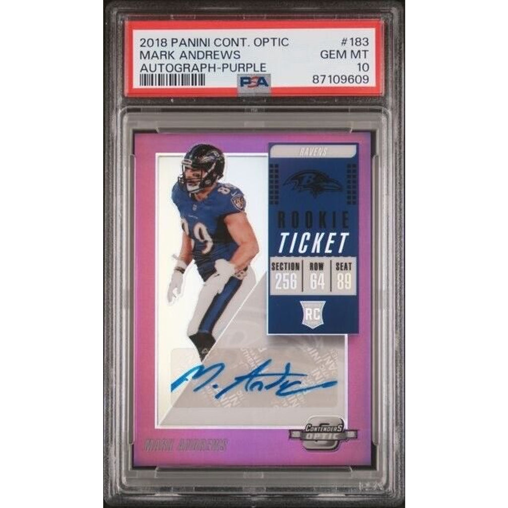 2018 Panini Contenders Optic Mark Andrews Purple Auto #183 RC Rookie /99 PSA 10