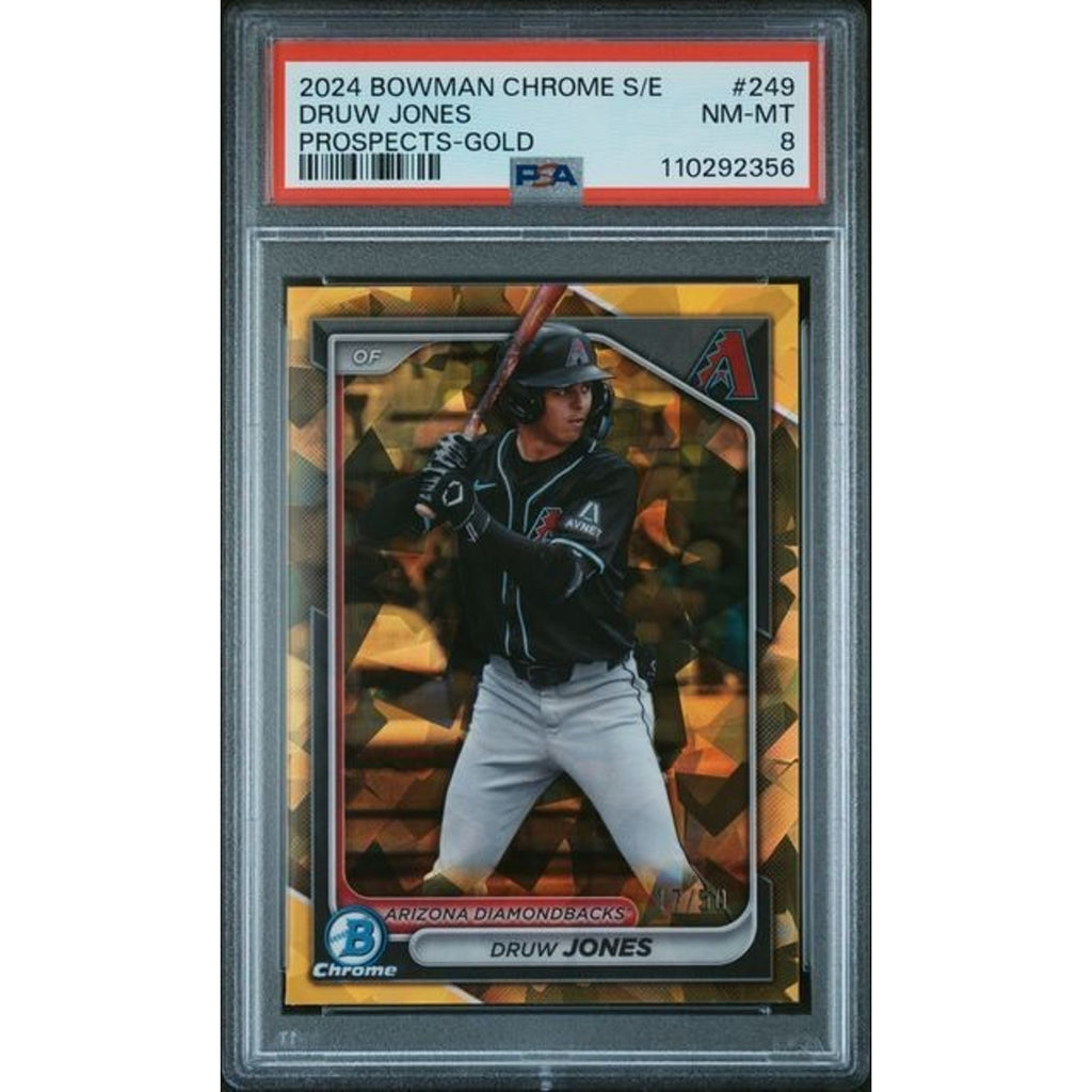 Druw Jones 2024 Bowman Chrome Prospects Sapphire Gold /50 #249 PSA 8