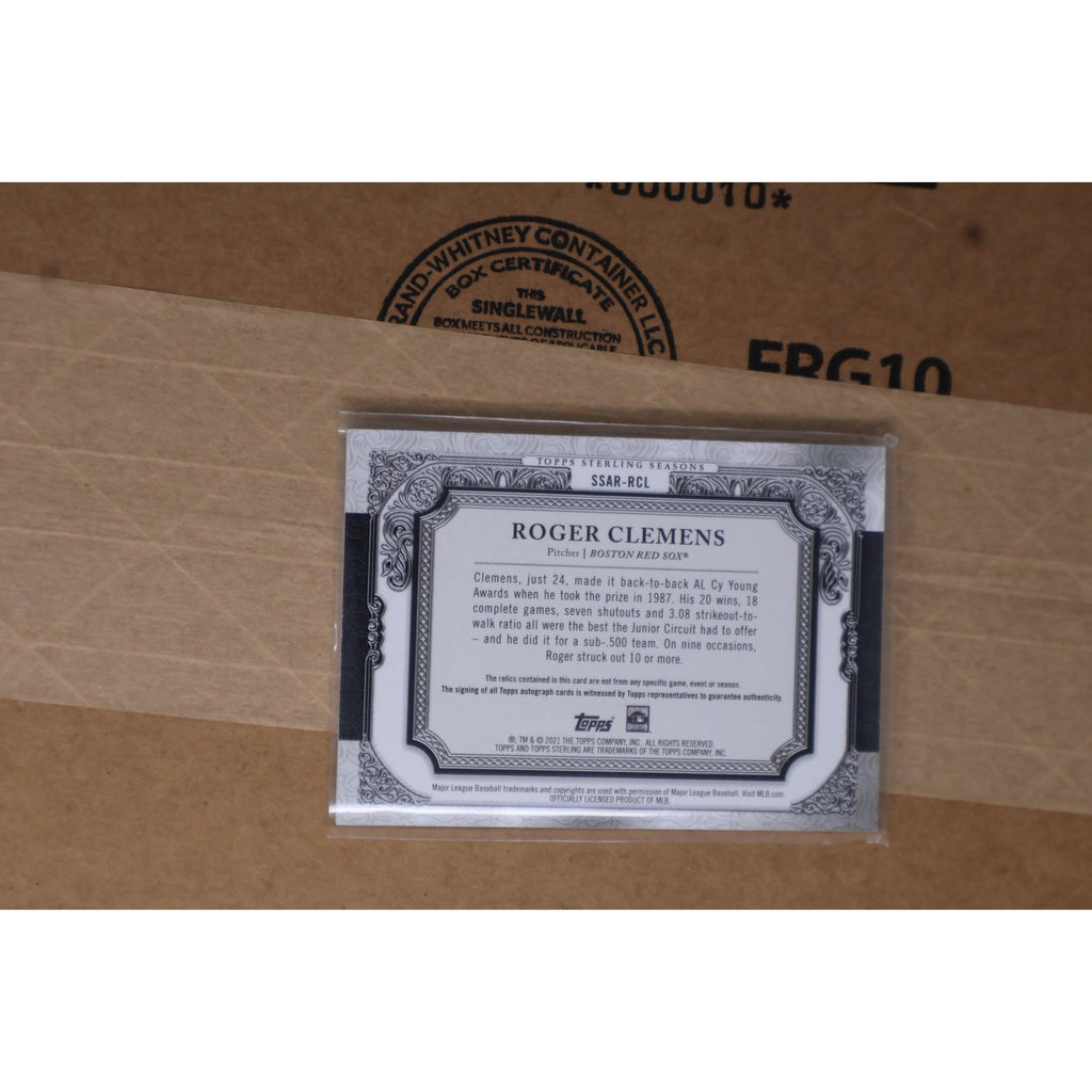 Roger Clemens Topps Sterling Season 1987 Silver Patch Card Auto 1/5 #SSAR-RCL