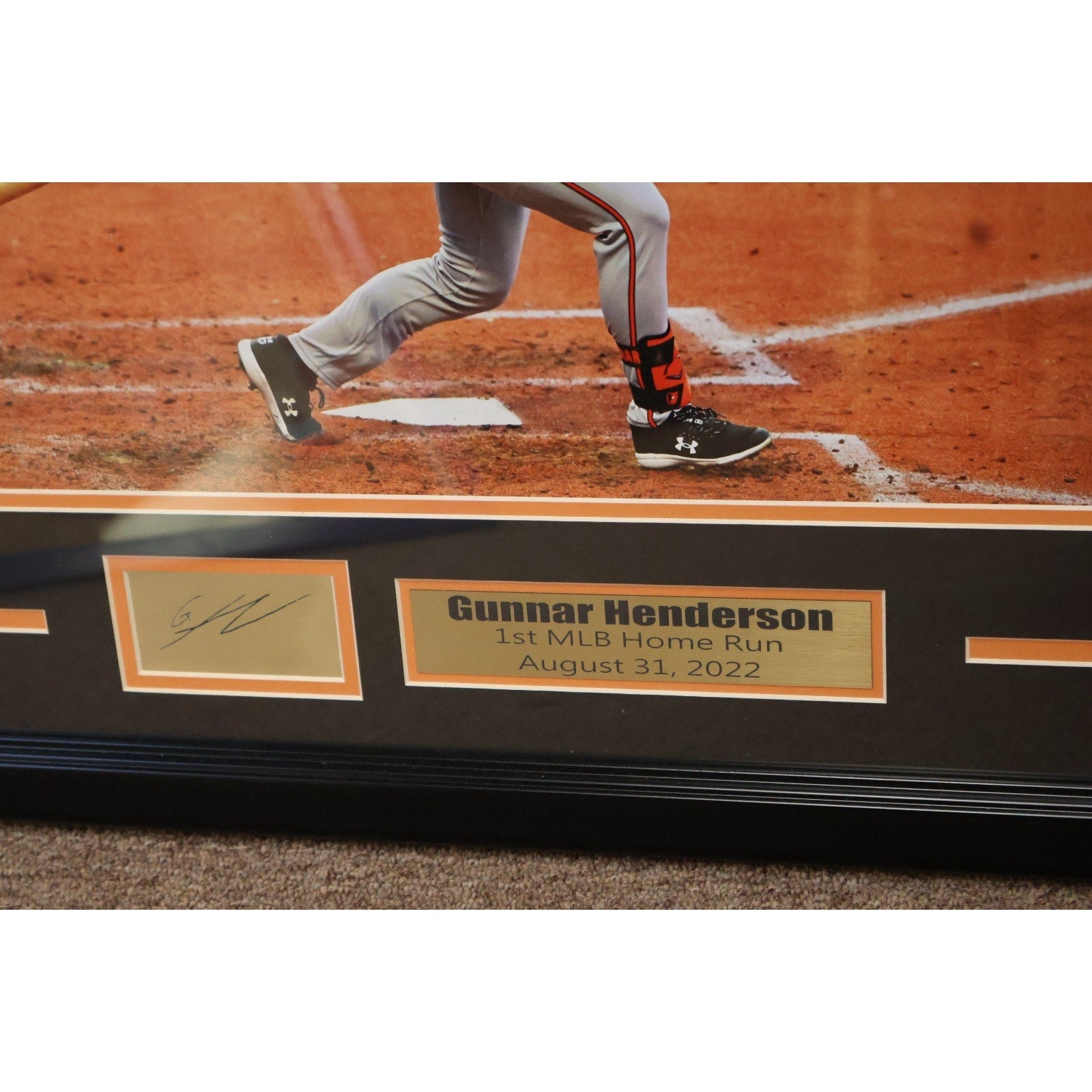 Gunnar Henderson 1st Career Home Run 24x20 Framed Picture Autograph+Name Plaques