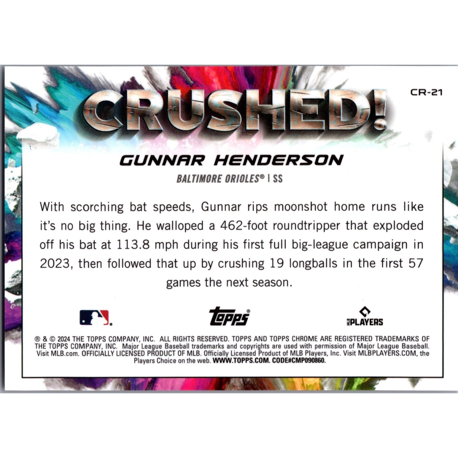2024 Topps Chrome Update Crushed! #CR-21 Gunnar Henderson Baltimore Orioles Star