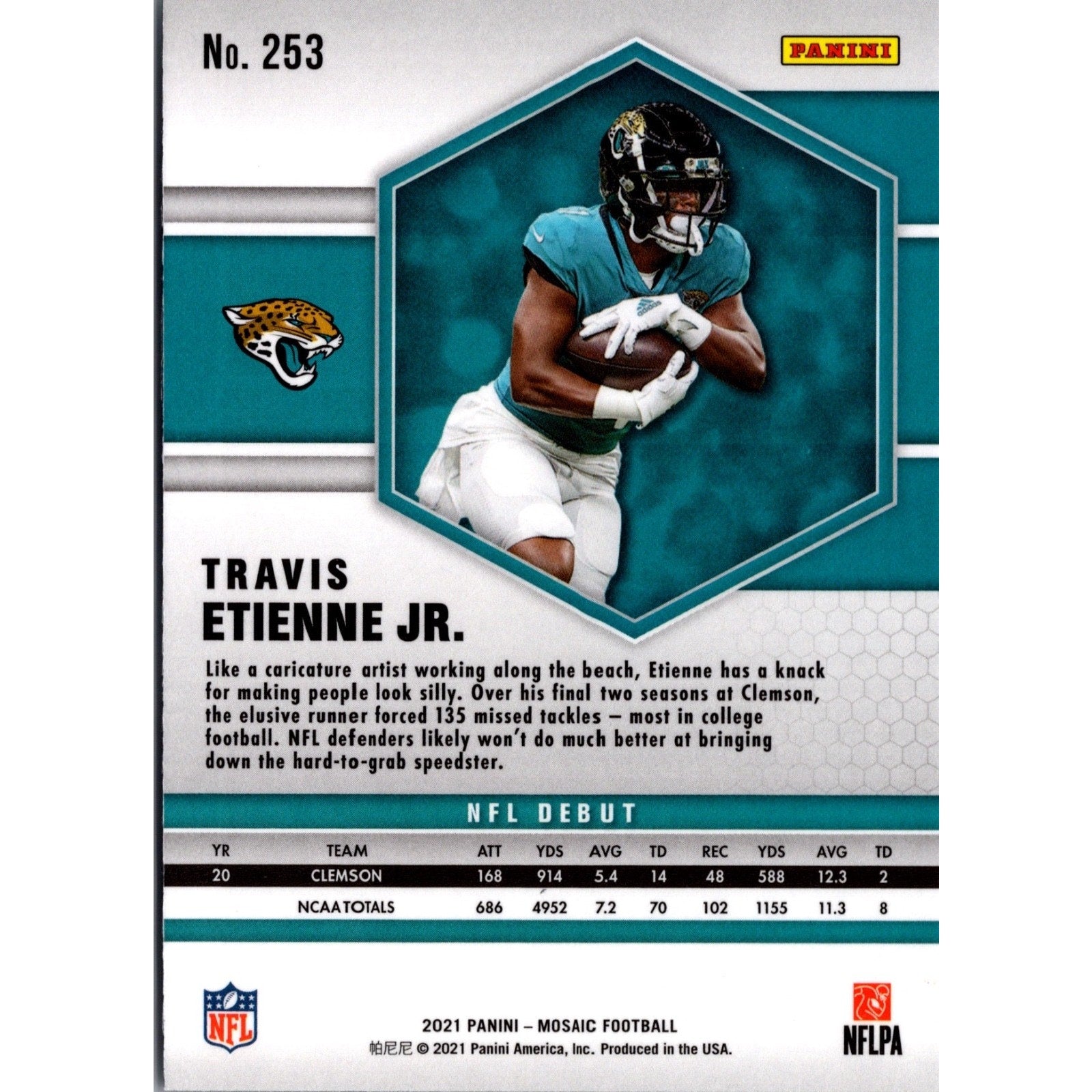 2021 Panini Mosaic - NFL Debut Travis Etienne #253 (RC)