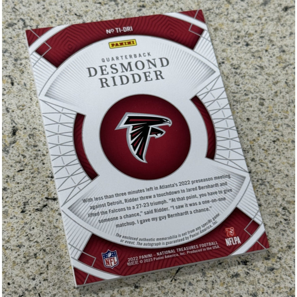 2022 National Treasures Desmond Ridder RPA /99 Rookie Patch On Card Auto RC SP