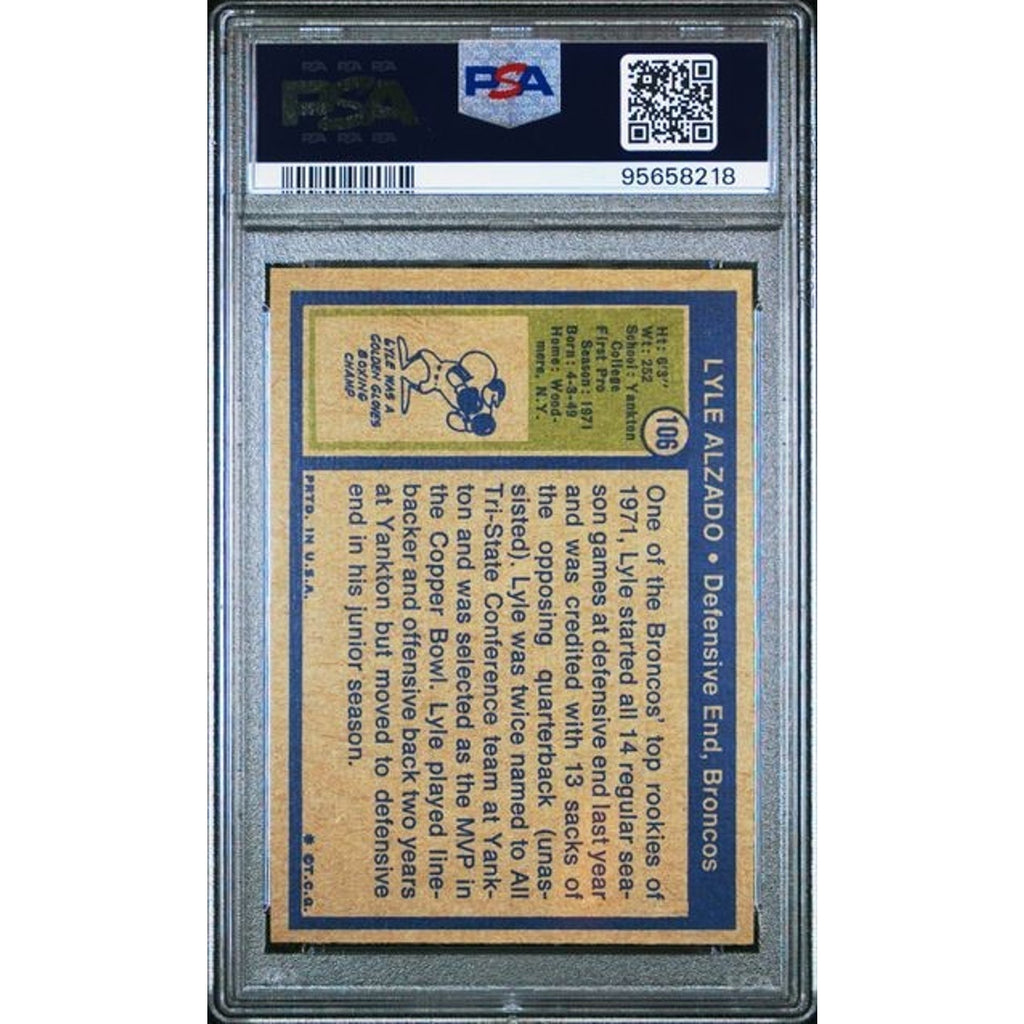 Lyle Alzado 1972 Topps Rookie #106 RC Vintage PSA 7 Denver Broncos
