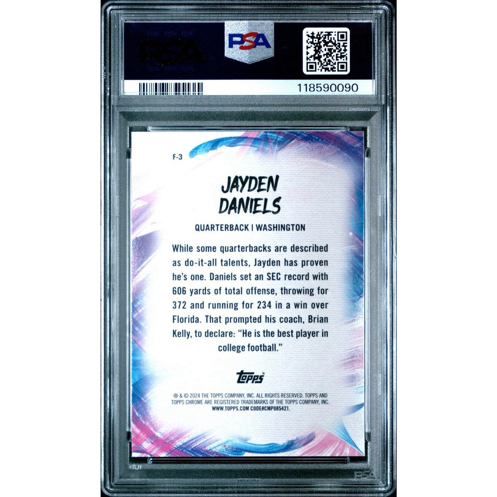 2024 Topps Chrome Jayden Daniels #F3 Finesse PSA 10 Gem Mint Rookie RC Commander
