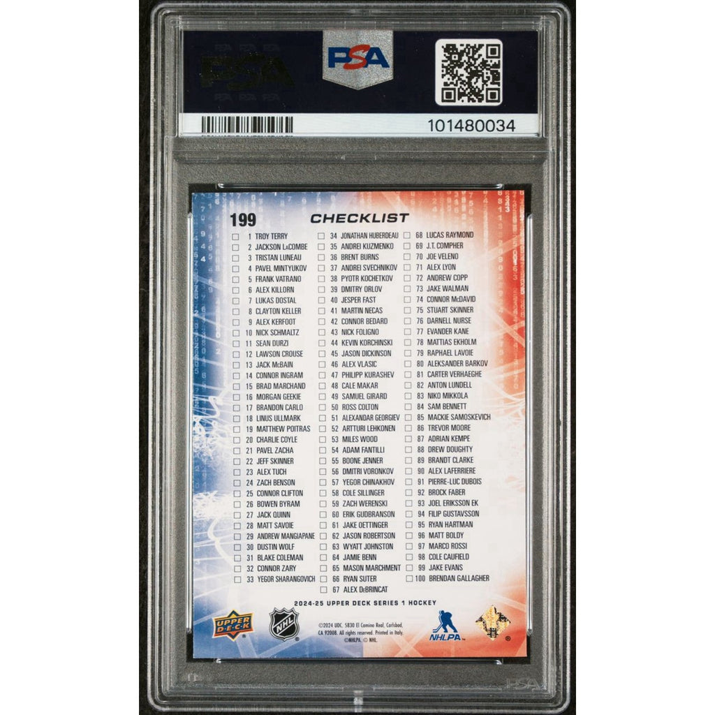 2024 Upper Deck #199 Quinn Hughes / Luke Hughes Checklist PSA Series 1 Devils
