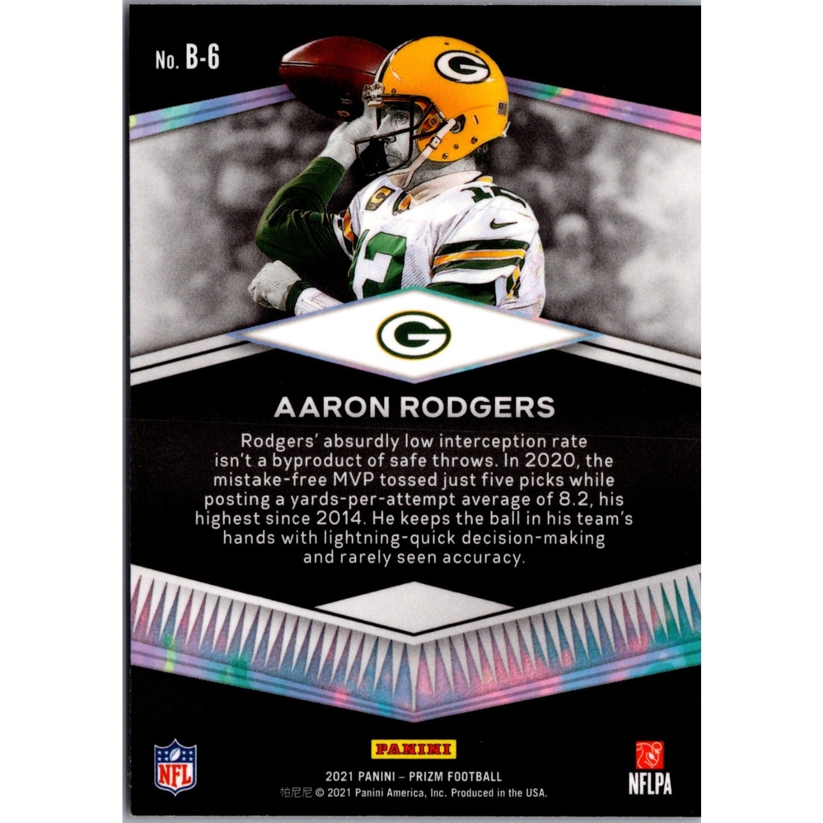 AARON RODGERS 2021 Prizm Brilliance Insert #B-6 Green Bay Packers