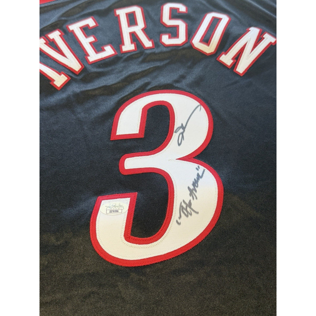 Full number 3 detail on Allen Iverson signed Philadelphia 76ers jersey