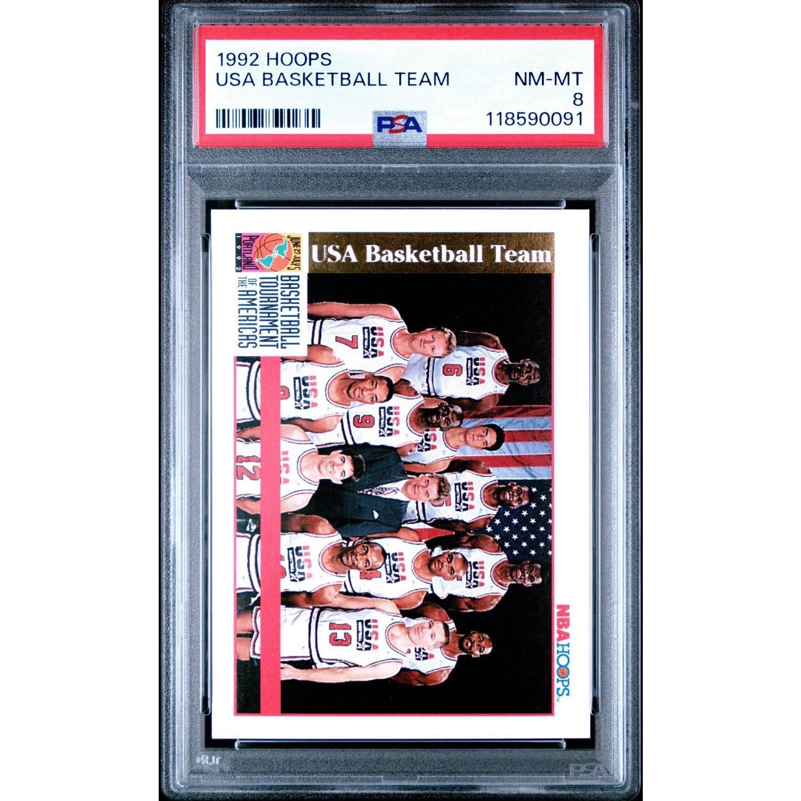 MICHAEL JORDAN CHICAGO BULLS 1992 HOOPS USA BASKETBALL TEAM CARD PSA 8