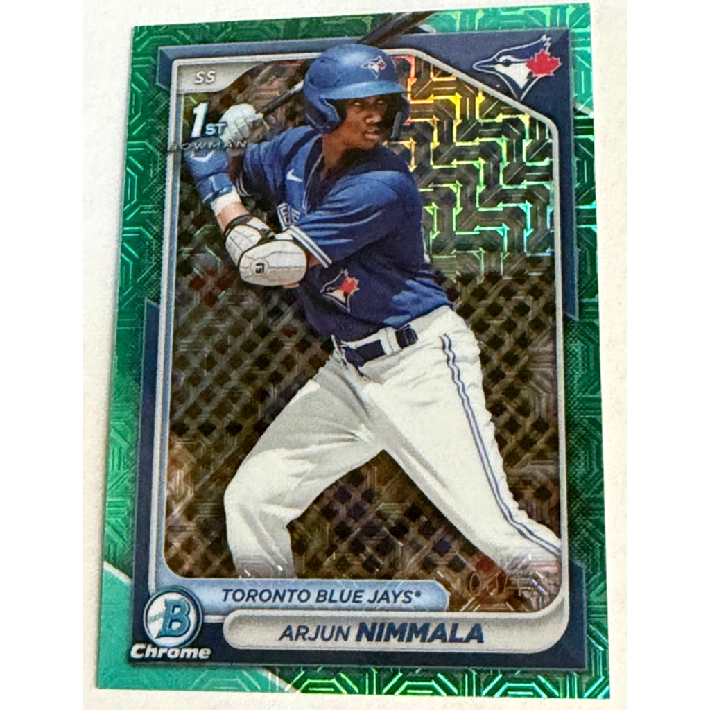 2024 Bowman Chrome Arjun Nimmala Prospects Mega Box Aqua Mojo Refractor /125