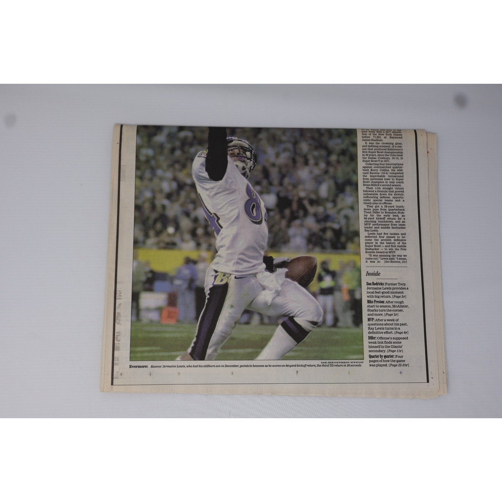 Baltimore Ravens 2001 NFL Champs Set Of 3 Headlines/ Commemorative Newspapers