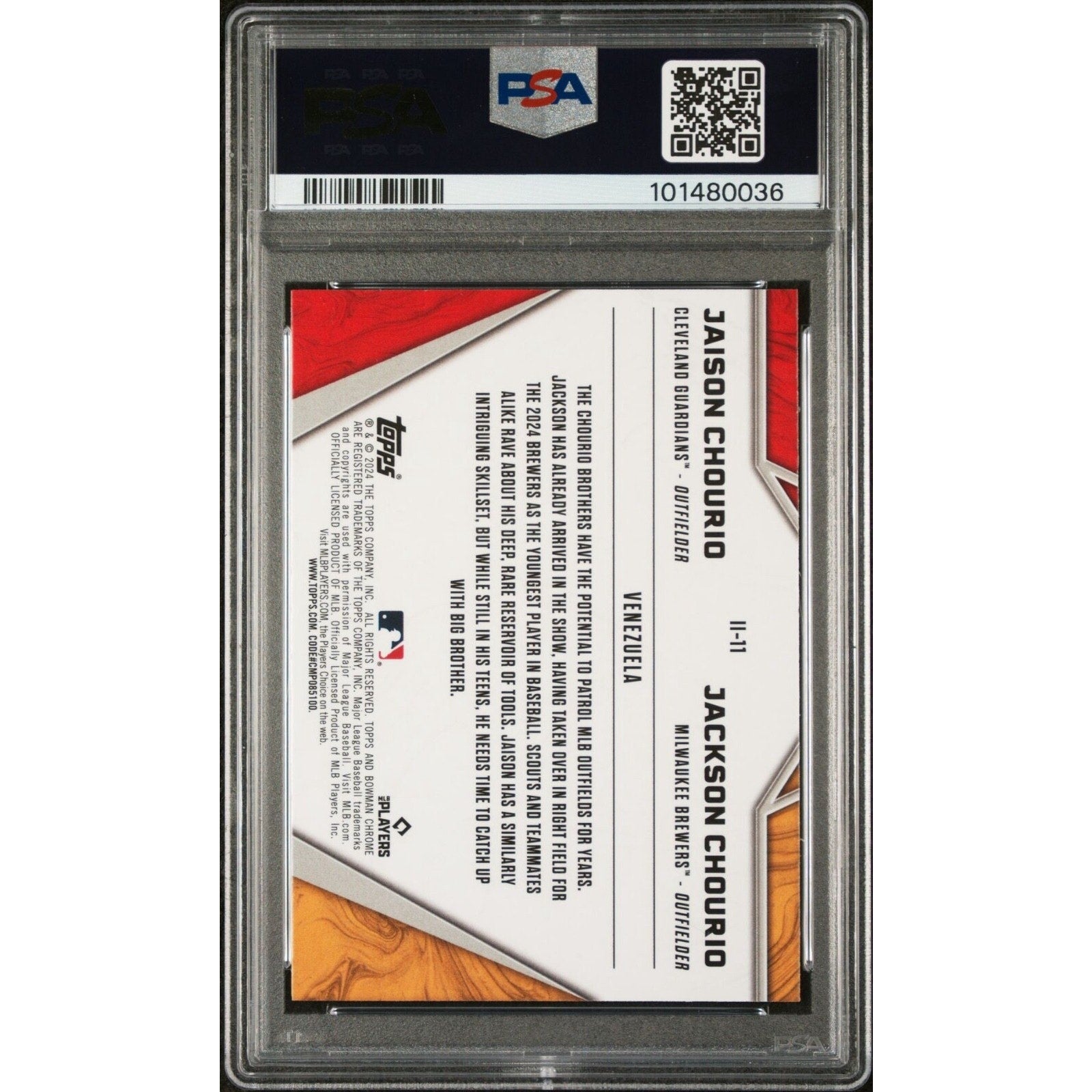 2024 BOWMAN CHROME INTERNATIONAL II11 JACKSON CHOURIO/JAISON CHOURIO PSA 9 MINT