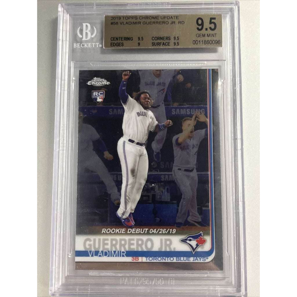 2019 Topps Chrome Update VLADIMIR GUERRERO JR Rookie Debut Card #58 Beckett 9.5