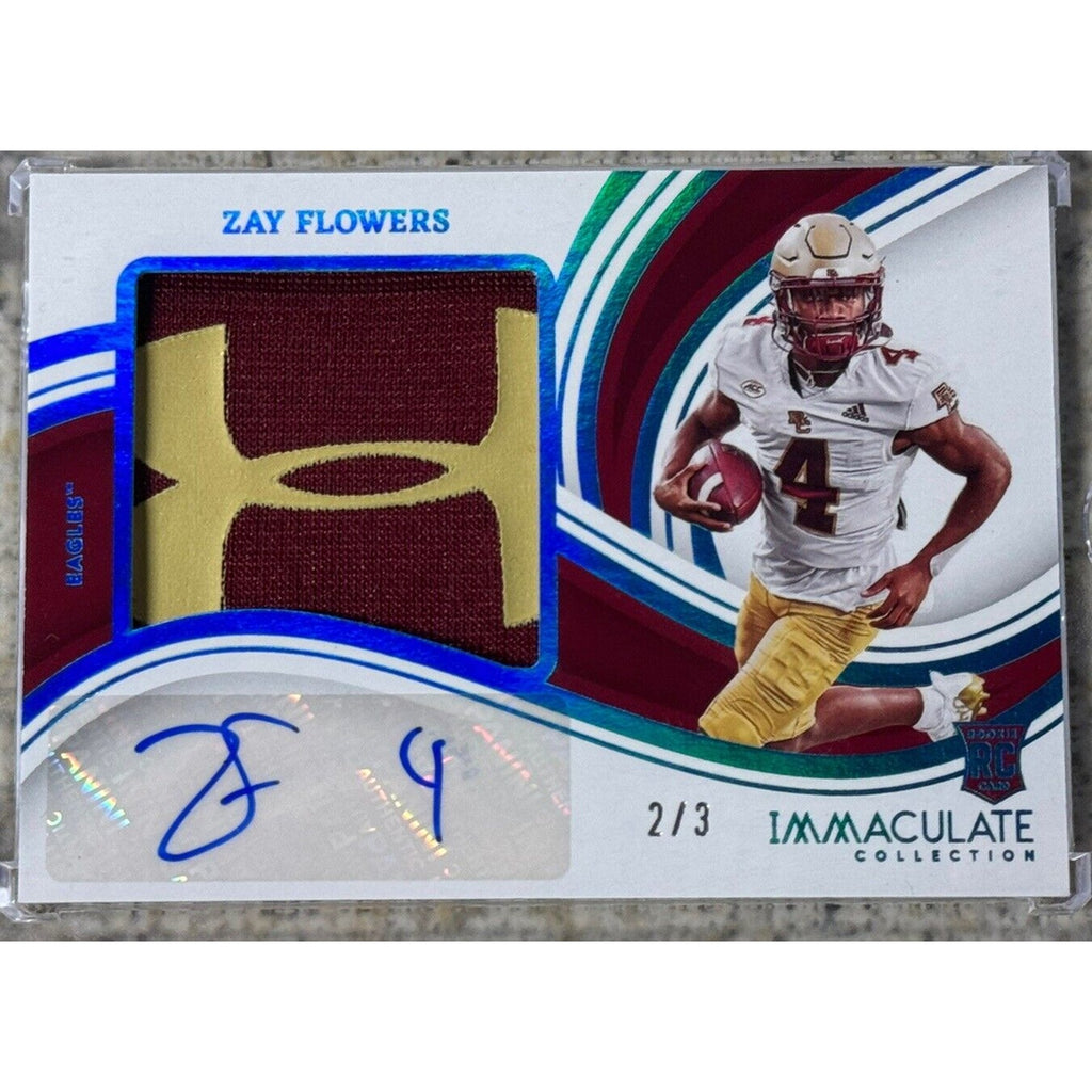 ZAY FLOWERS 2023 IMMACULATE RPA ROOKIE PATCH AUTO /3 Boston College Ravens ZAF