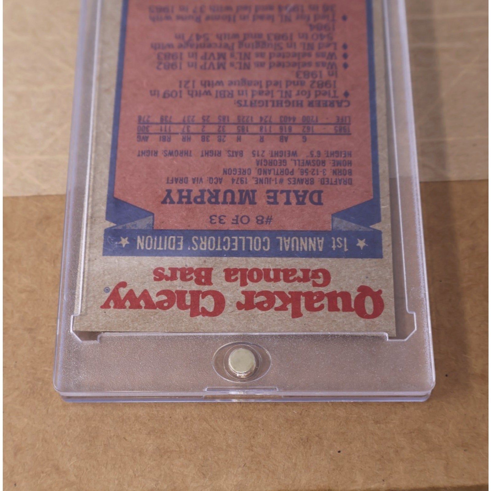 Dale Murphy Signed 1986 Topps Quacker Chewy Granola Bars 8/33 Card Auto