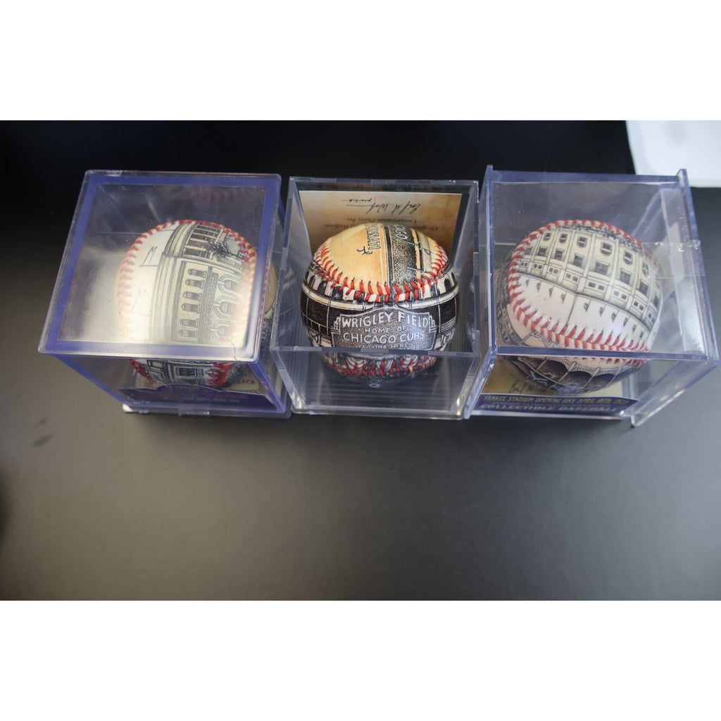 Lot of 3 Unforgettaballs Fenway Park Yankee Stadium Wrigley Field w/ Cert