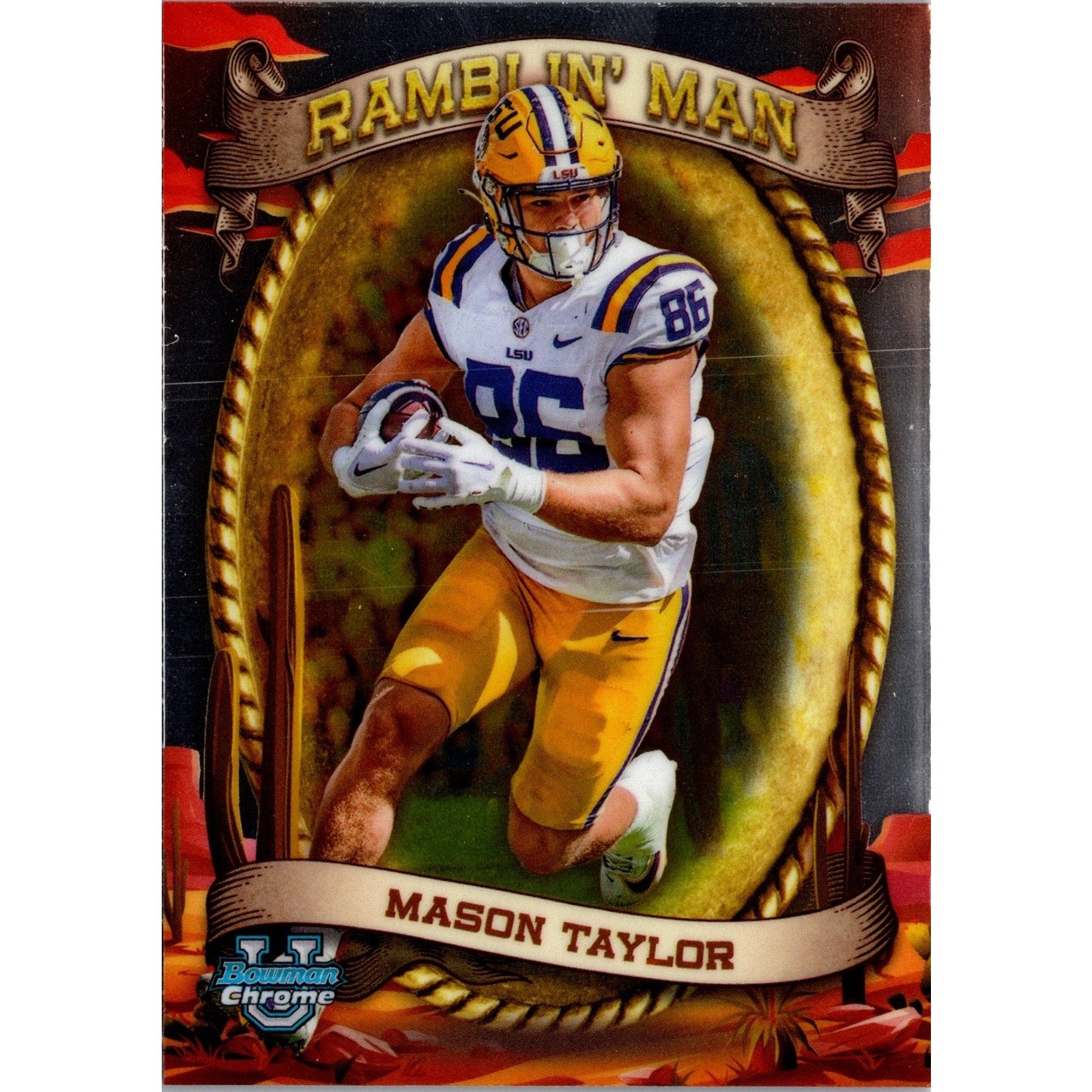 Mason Taylor 2024 Bowman University Chrome #RM-15 Ramblin’ Man New York Jets