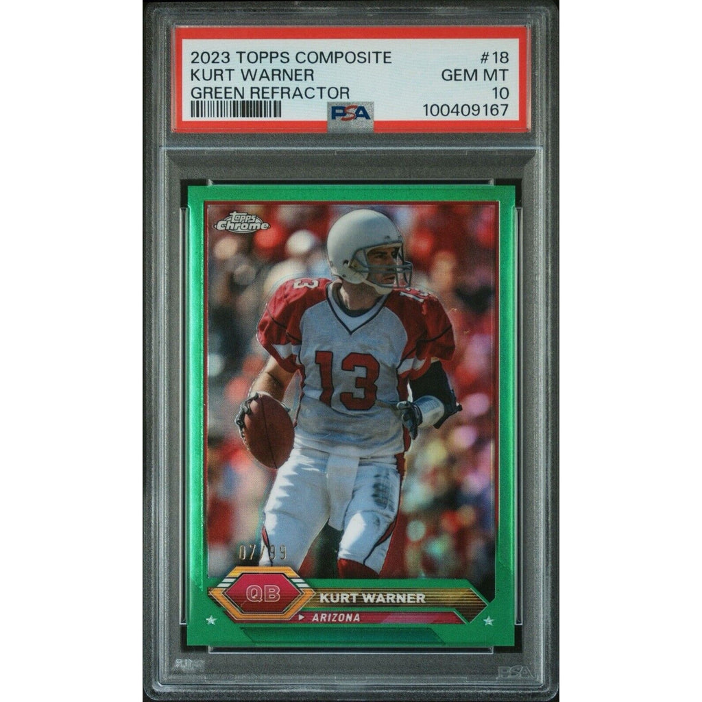 2023 Topps Composite KURT WARNER Topps Chrome Green Refractor /99 PSA 10 Gem