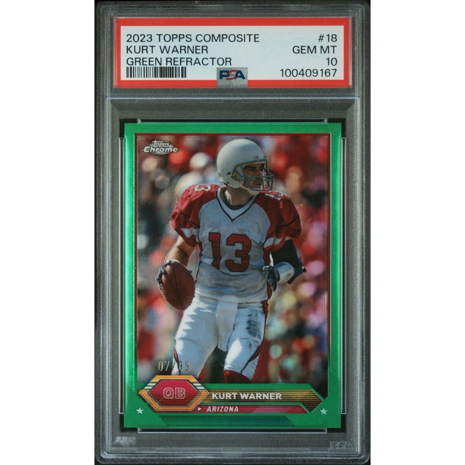 2023 Topps Composite KURT WARNER Topps Chrome Green Refractor /99 PSA 10 Gem