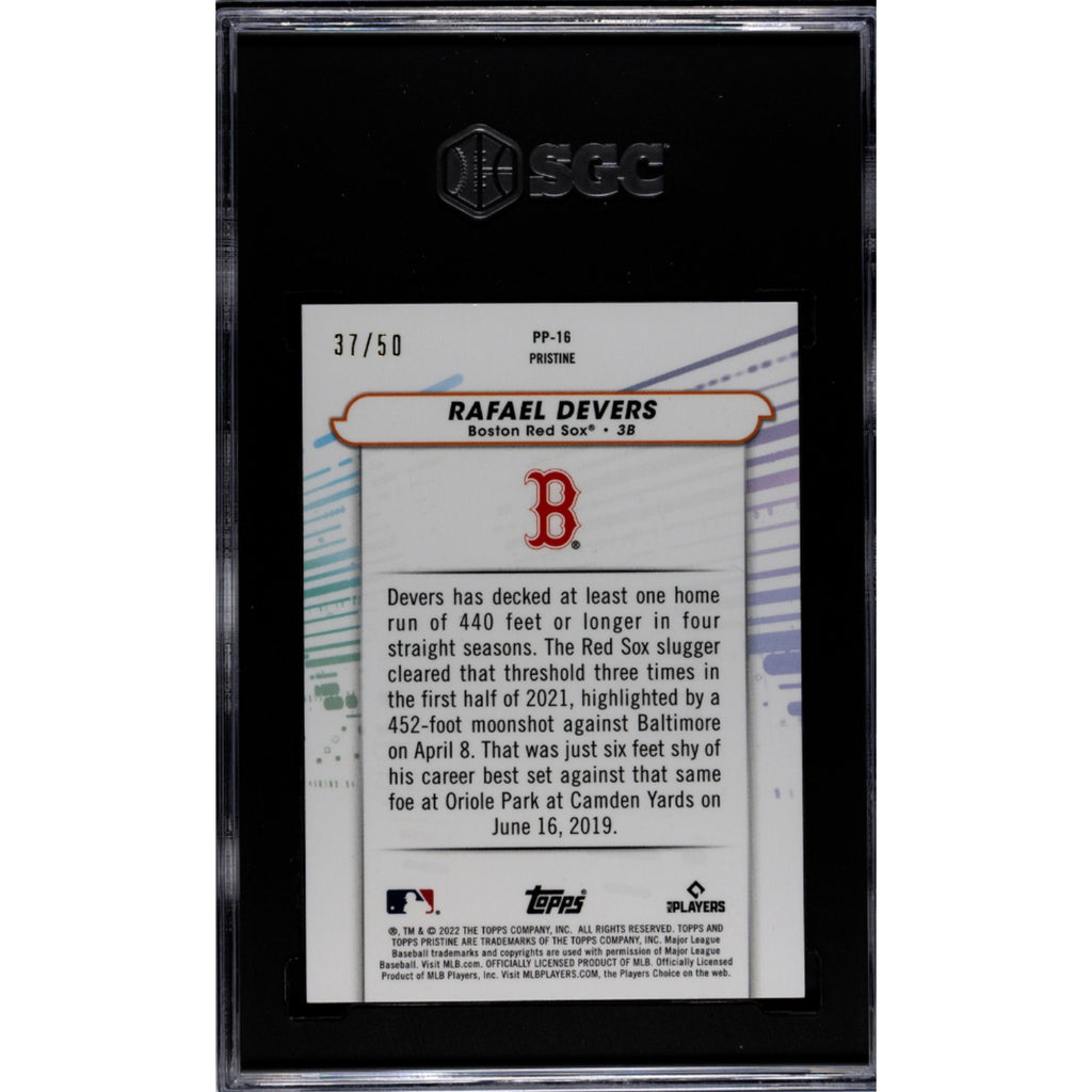 2022 Topps Pristine Rafael Devers Gold Refractor /50 Pure Power #PP-16 SGC 9 MT