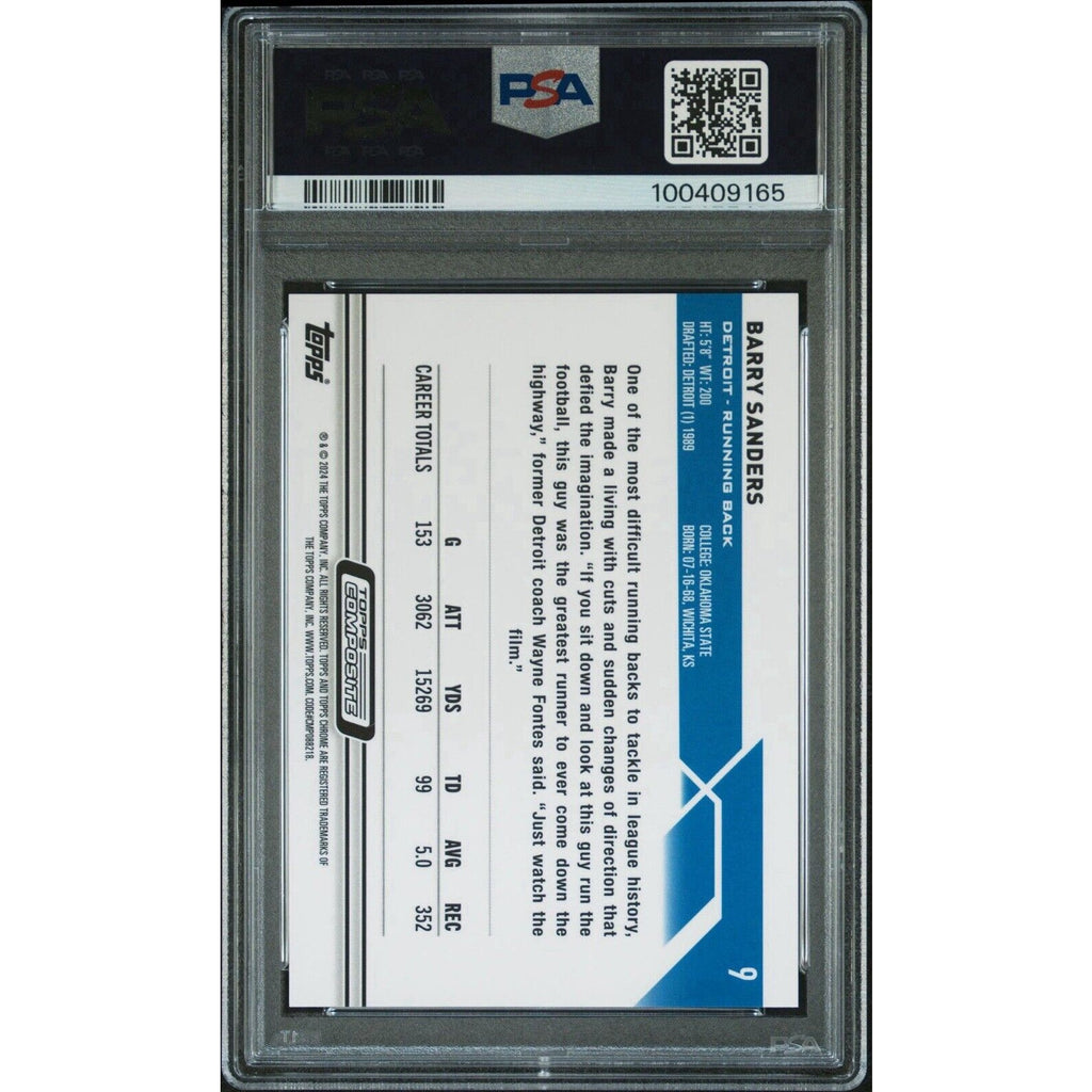 Barry Sanders 2023 Topps Composite Blue Wave Refractor /75 Lions PSA 9 Mint #9