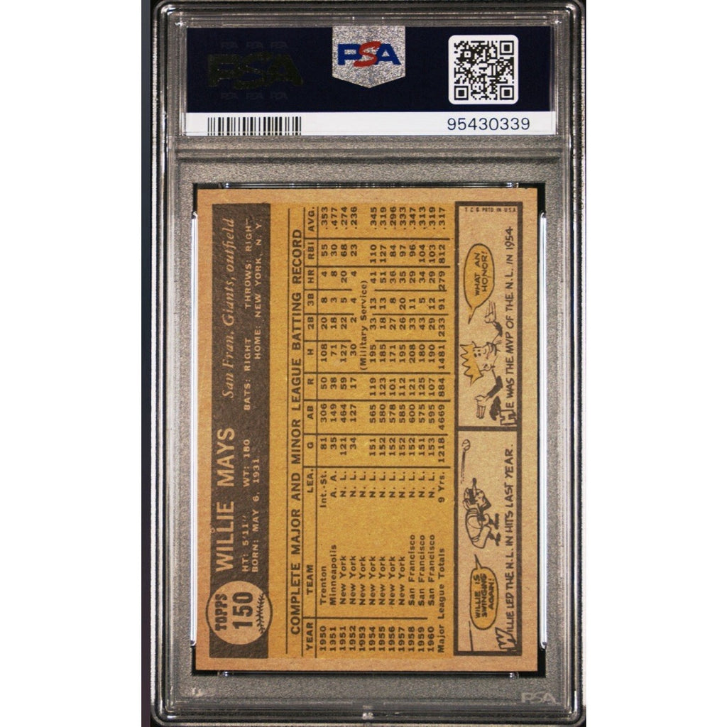 1961 Topps Willie Mays #150 PSA 6 EX-MT HOF Giants