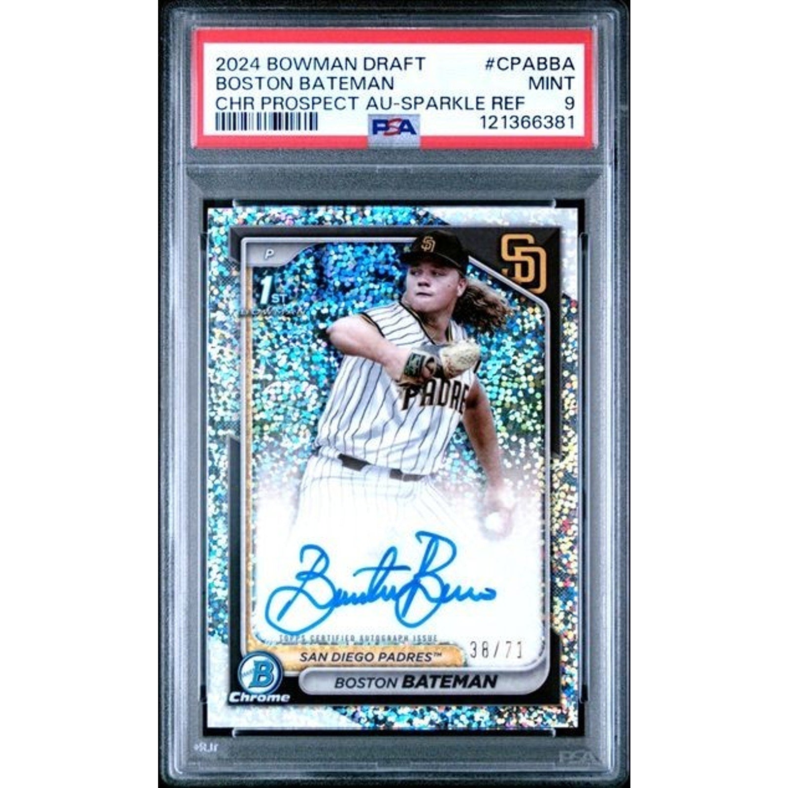 2024 Bowman Draft Chrome Prospect Boston Bateman Autograph Speckle Ref #CPABA PSA 9