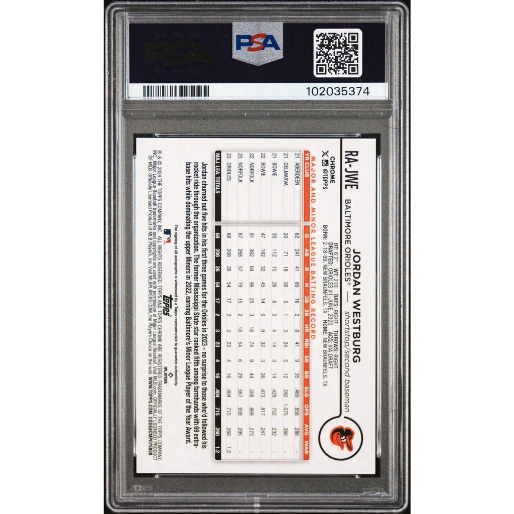 2024 Topps Chrome Jordan Westburg Rookie Red Refractor #RAJWE /5 PSA 10 Auto 10