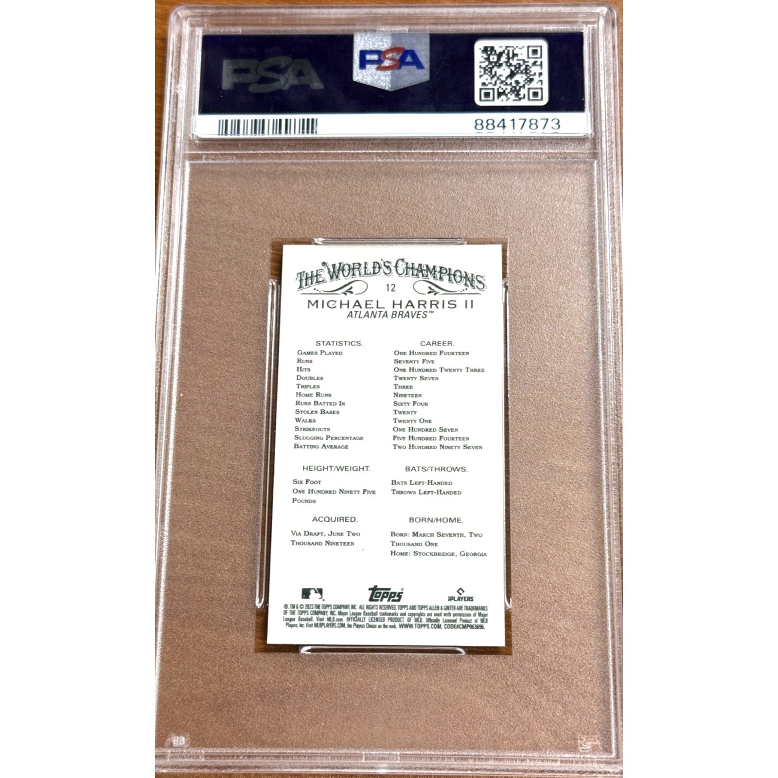 2023 TOPPS ALLEN AND GINTER MICHAEL HARRIS II RC MINI BLACK BORDER PSA 9 Mint