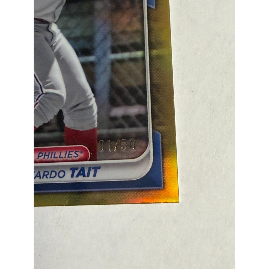 2024 Bowman Chrome Prospects EDUARDO TAIT 1st Gold Refractor 1/50 Phillies Twins