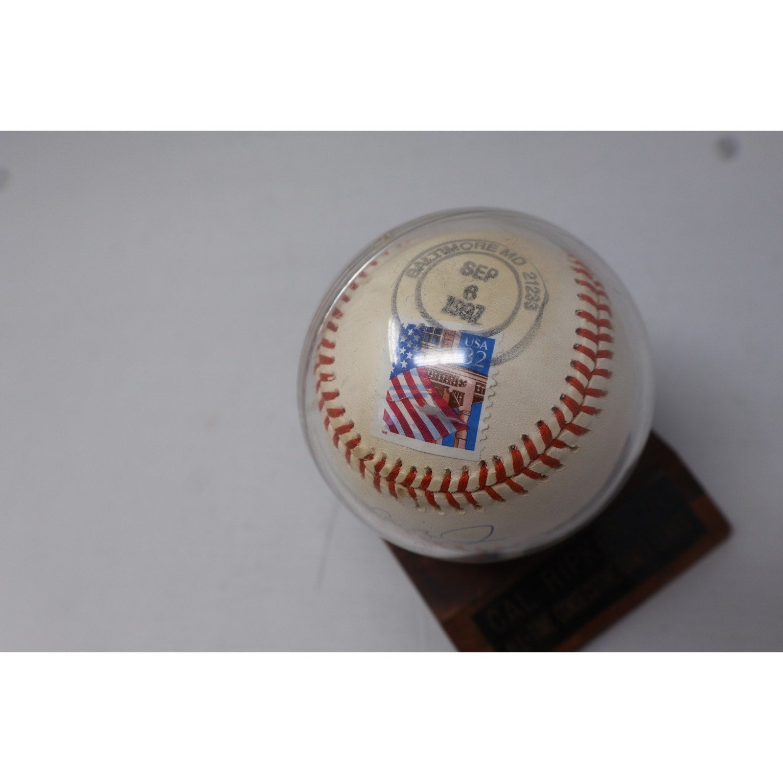 Cal Ripken Jr Signed 2139 #8 Logo Baseball W/Case And Plaque Mailed And Stamped