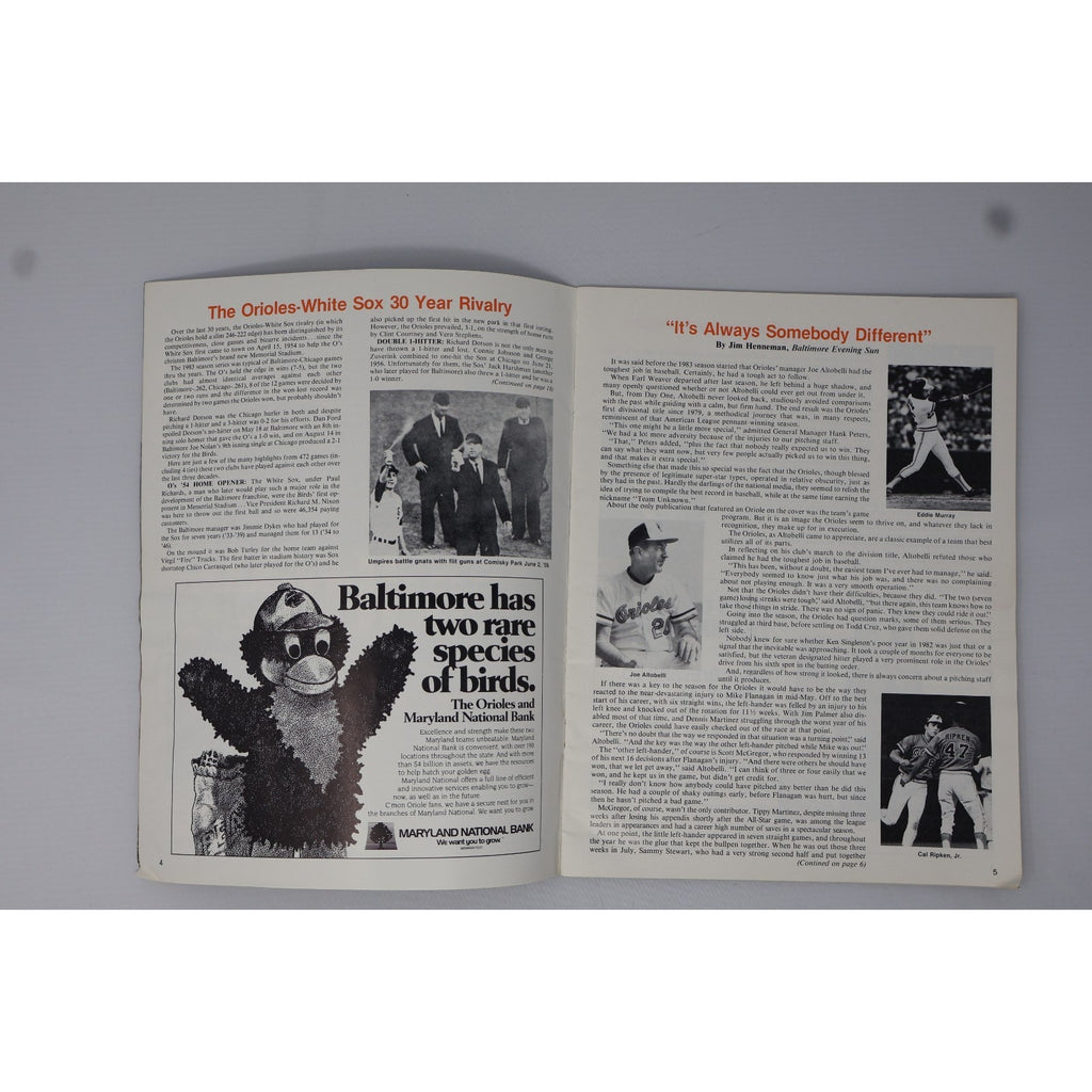 Baltimore Orioles Lot O 4 Historic Gameday Programs Unscored 1983 1992 1997 1999