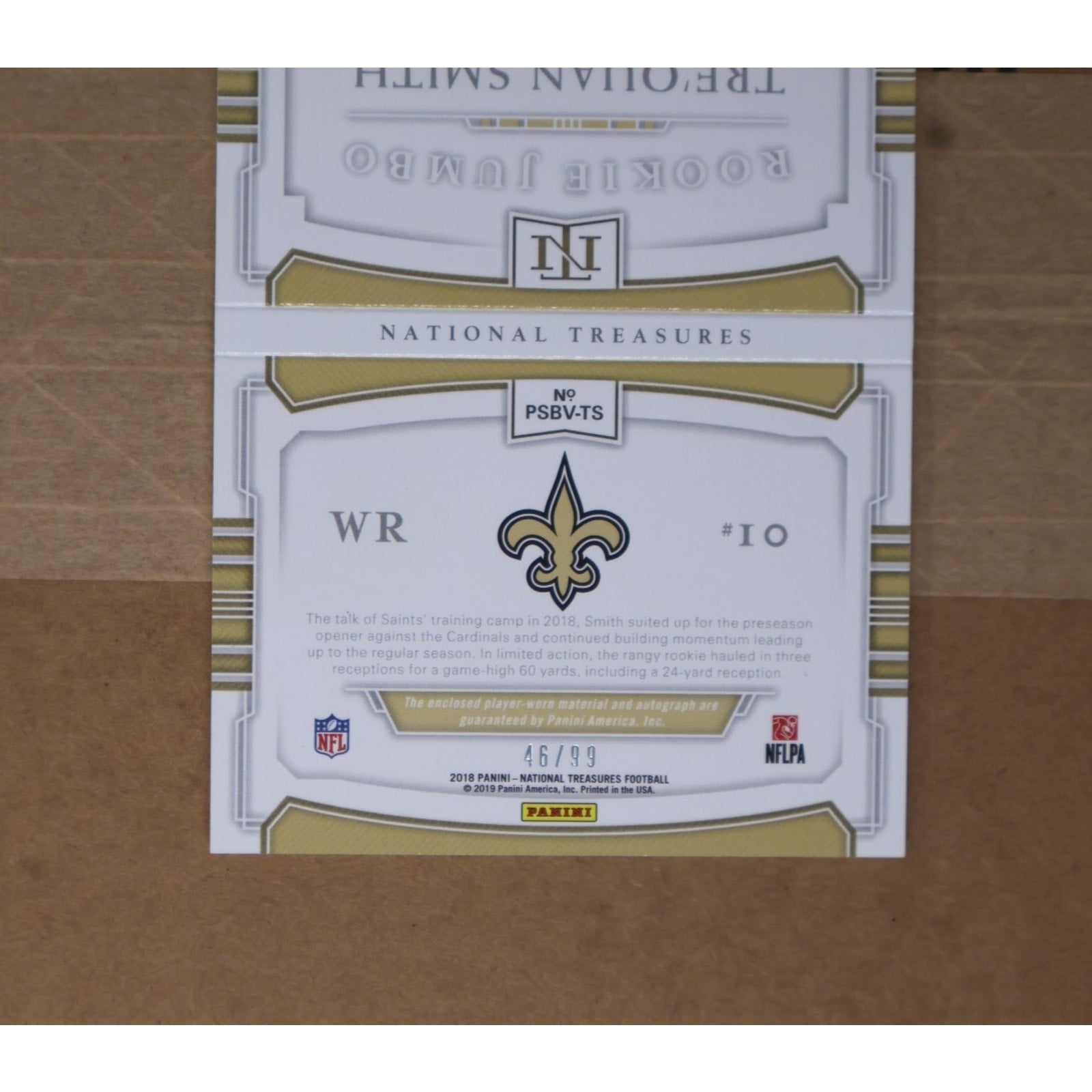 Trequan Smith 2018 Panini Jumbo Patch Rookie Auto Booklet Card #PSBV-TS /99 RC