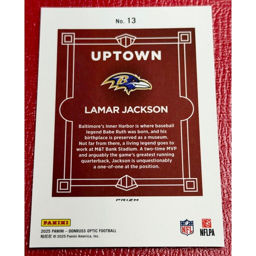 2025 Panini Donruss Optic Lamar Jackson Uptown #13 Baltimore Ravens