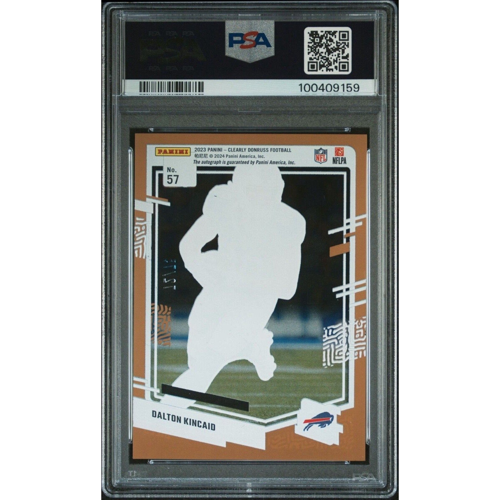 2023 Panini Clearly Donruss Dalton Kincaid Orange Auto /25 PSA 10 #57 Bills RC