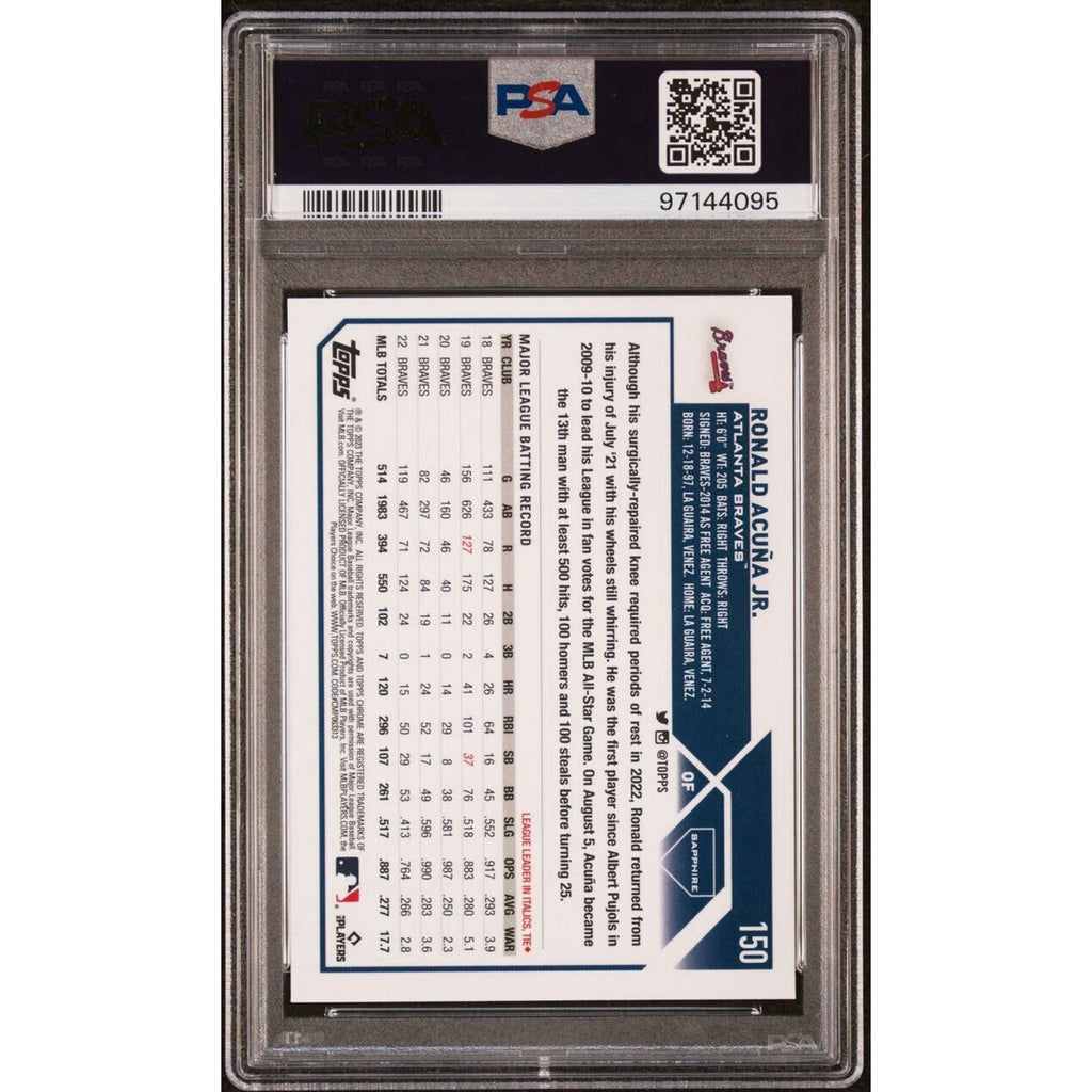 2023 Topps Chrome Sapphire #150 Ronald Acuna Jr. Braves PSA 10 Gem Mint