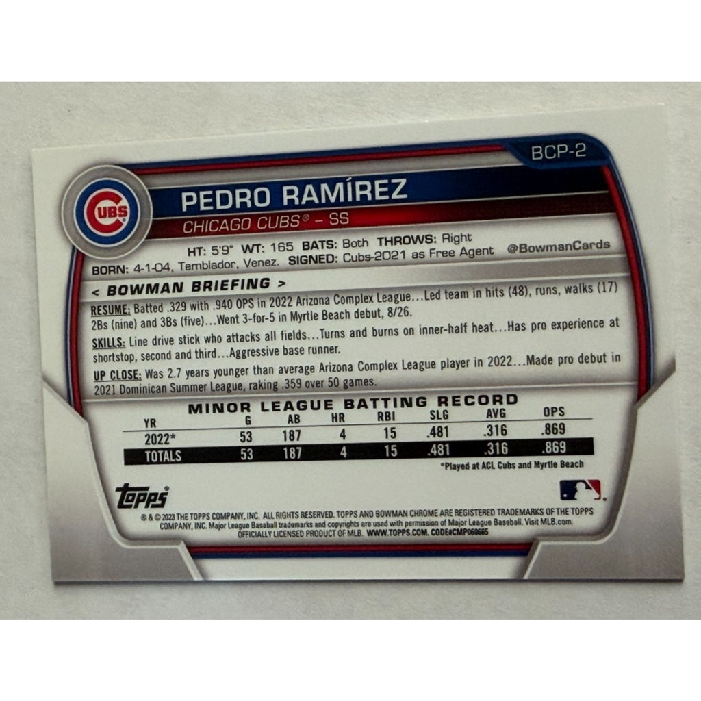 2023 Pedro Ramirez 1st Bowman Chrome True Orange /25 Rookie Cubs #BCP-2