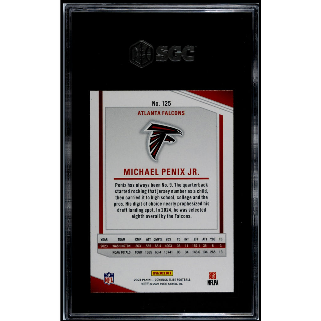 2024 Donruss Elite Michael Penix JR. Green Disco #125 SGC 9.5 Falcons Rookie
