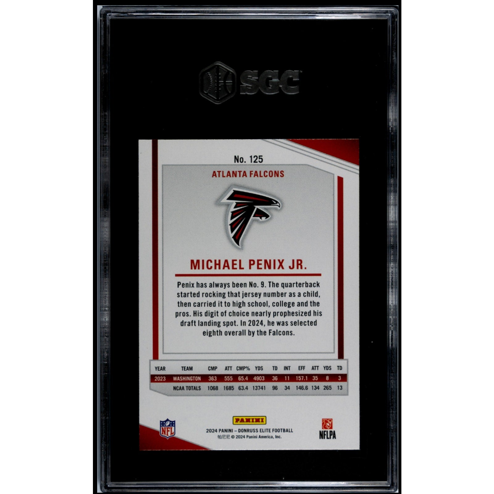 2024 Donruss Elite Michael Penix JR. Green Disco #125 SGC 9.5 Falcons Rookie