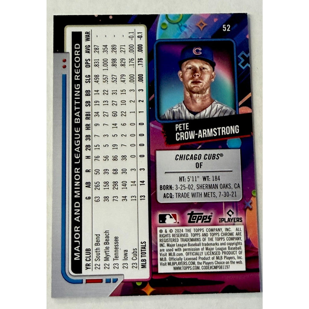 2024 Topps Cosmic- Pete Crow-Armstrong #52 Aqua Equinox Refractor /199 Rookie