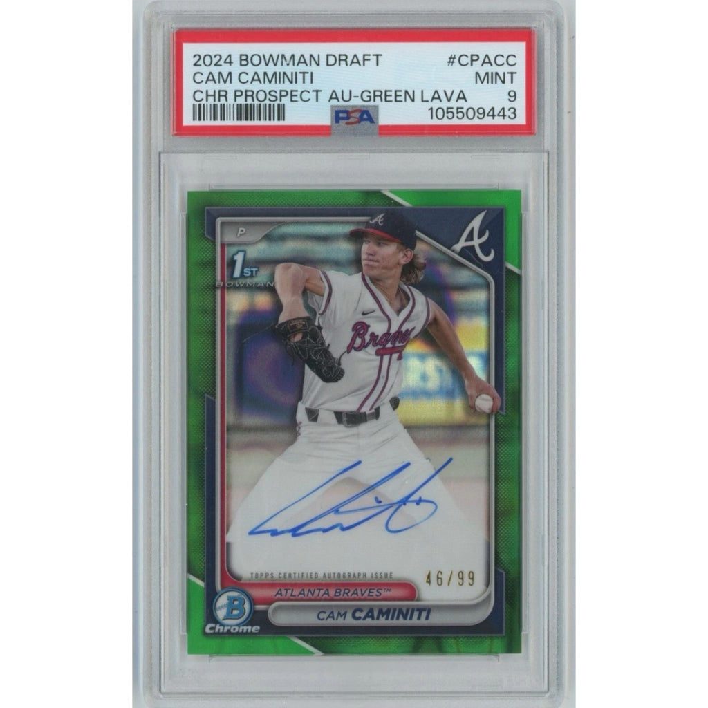 2024 Bowman Draft Chrome Prospect Auto Green Lava Cam Caminiti /99 PSA 9 #CPA-CC