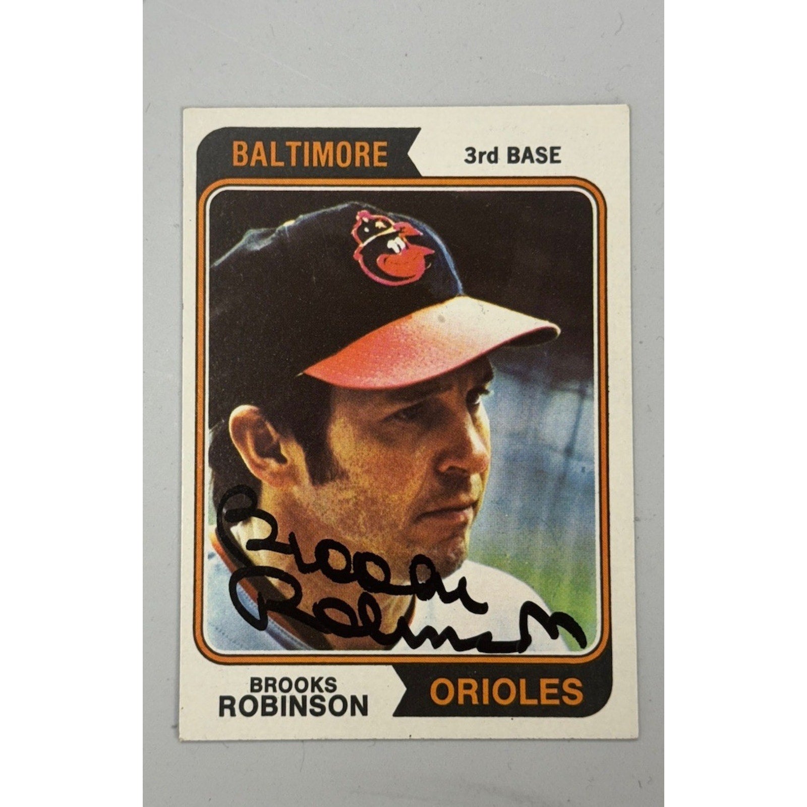 1974 Topps Brooks Robinson Signed On Card Auto #160 Orioles Vintage