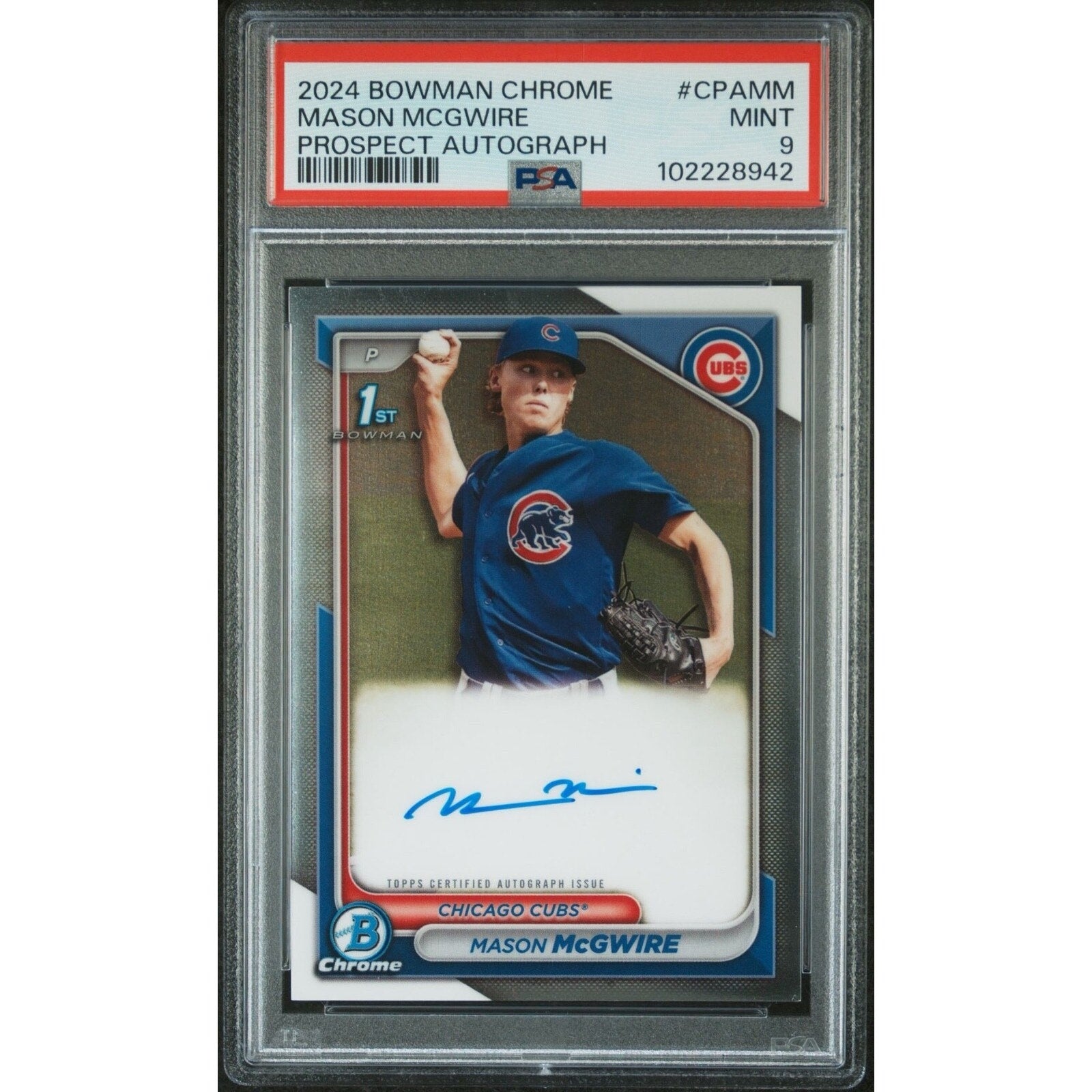 2024 Bowman Chrome Prospects Mason McGwire Auto #CPAMM PSA 9 Cubs Rookie RC