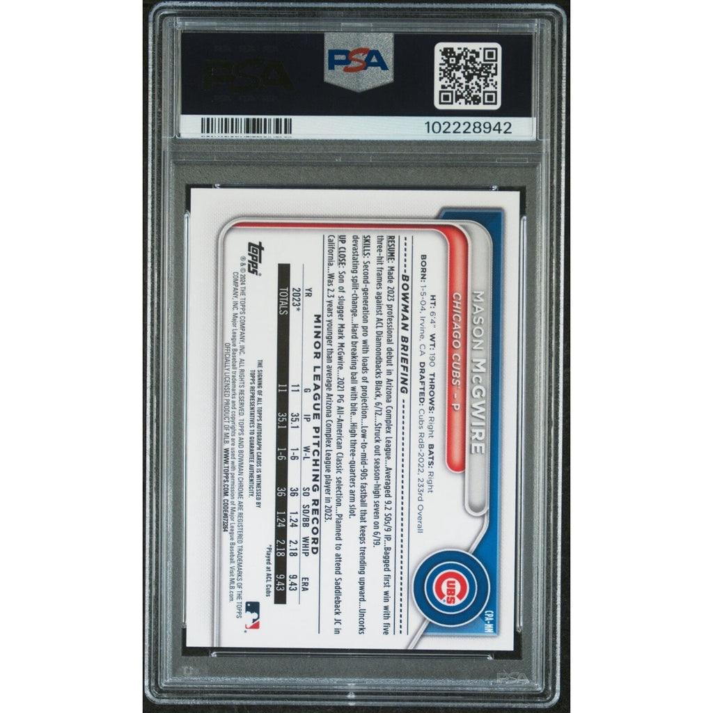 2024 Bowman Chrome Prospects Mason McGwire Auto #CPAMM PSA 9 Cubs Rookie RC