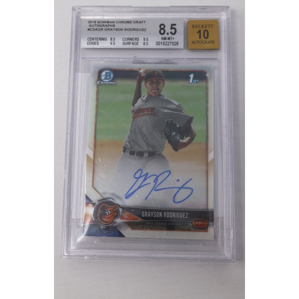 Grayson Rodriguez 2018 Bowman Chrome Draft #CDAGR Auto BGS Auto 10