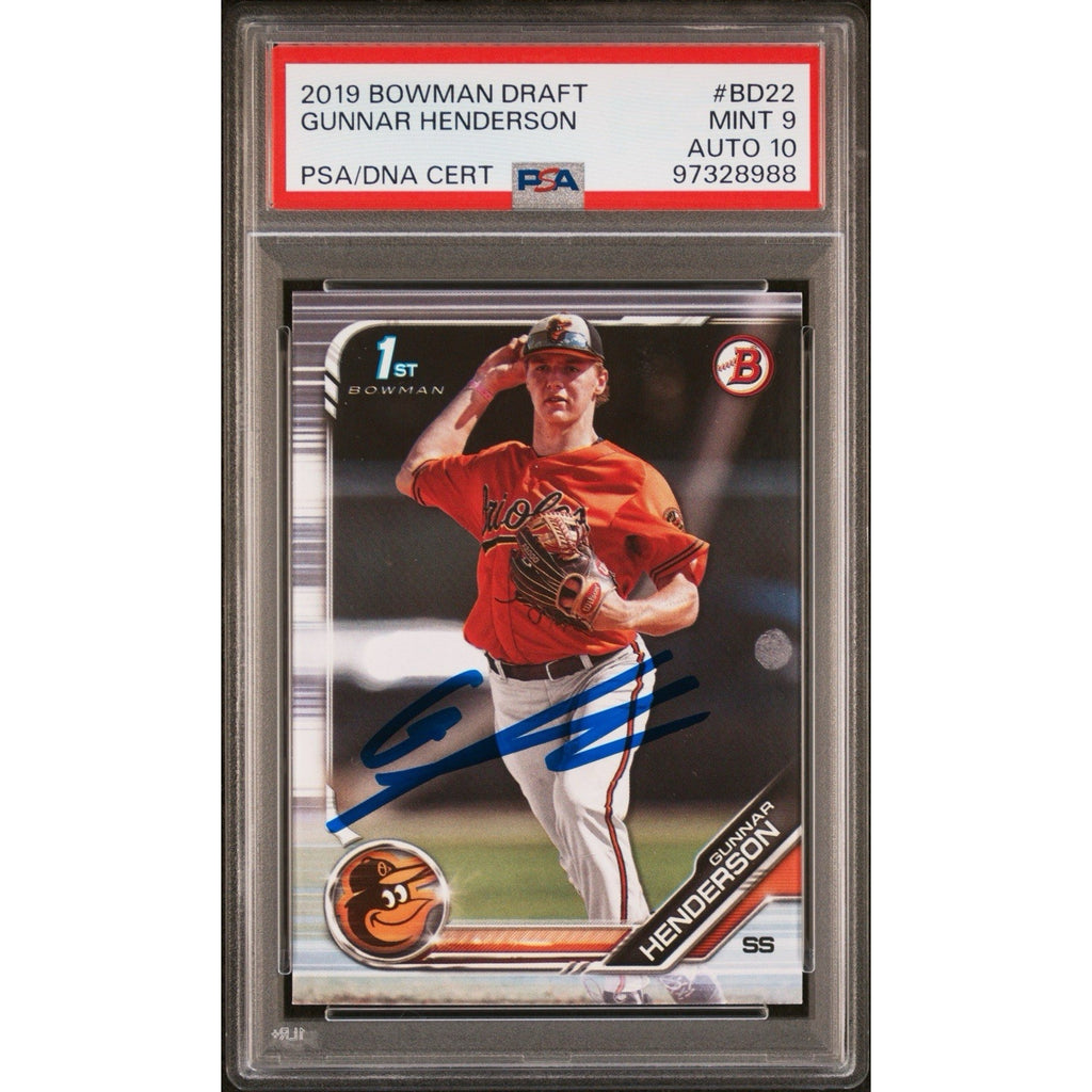 2019 Bowman Draft Gunnar Henderson PSA 9 DNA Auto 10 RC Rookie Orioles 1st