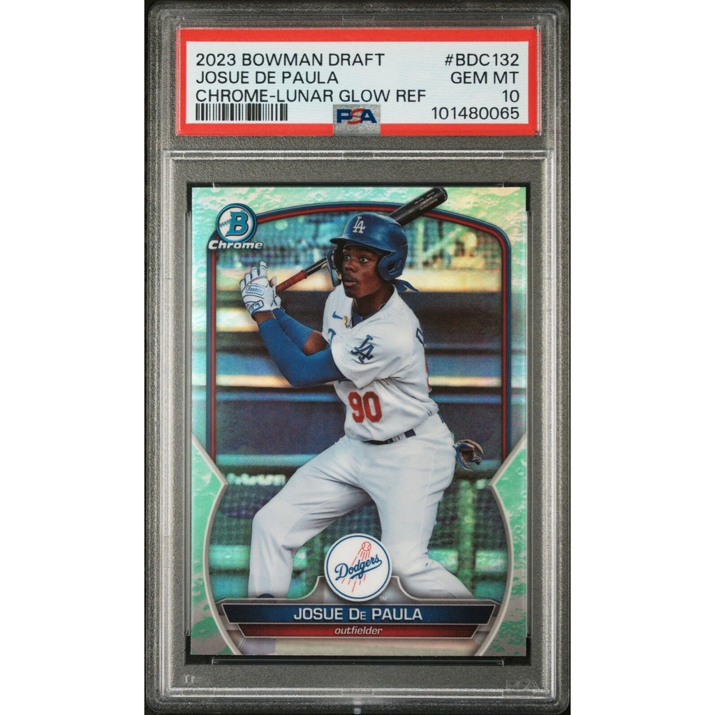 2023 BOWMAN DRAFT BDC132 JOSUE DE PAULA CHROME-LUNAR GLOW REFRACTOR PSA 10 RC