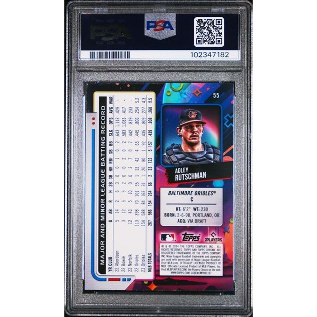 Adley Rutschman 2024 Topps Chrome Cosmic Purple Nebula Refractor /150 #55 PSA 10